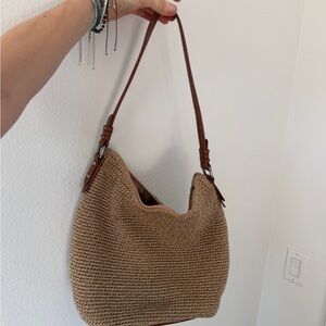 Boho Shoulder Bag with Brown Leather Strap